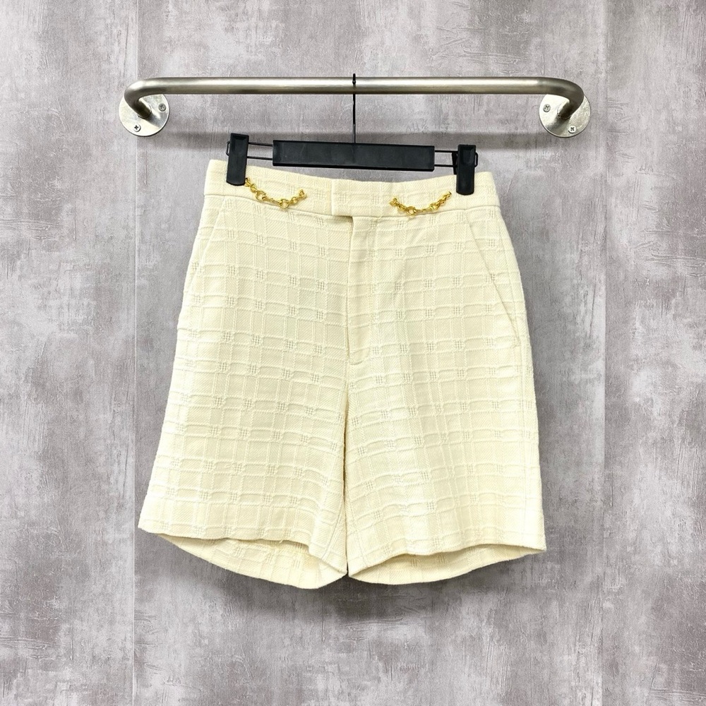 Authentic Gucci Cream Women's Bermudas with Gold Accents